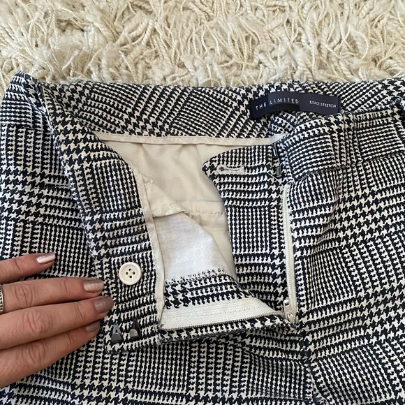 THE LIMITED Women's Exact Stretch Pants Ankle Glen/ Houndstooth Black Ivory - Picture 9 of 15